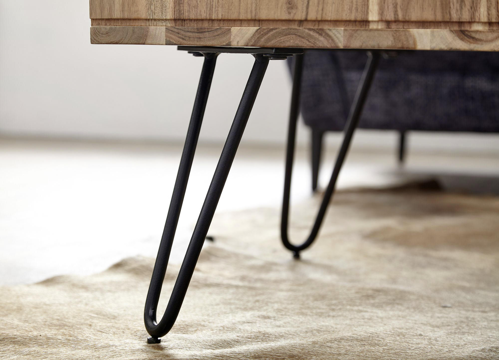 COUCHTISCH in Holz 60/60/40 cm  - Schwarz/Akaziefarben, Modern, Holz/Metall (60/60/40cm) - MID.YOU