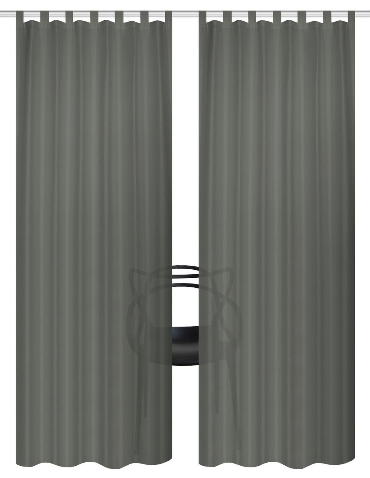 SCHLAUFENVORHANG blickdicht  - Anthrazit, Basics, Textil (130cm)