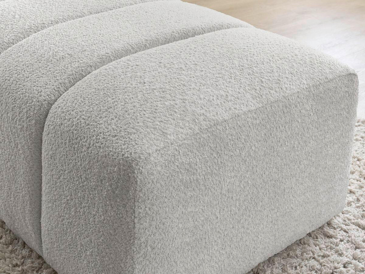 HOCKER ANNECY Bouclé Hellgrau  - Hellgrau/Schwarz, MODERN, Kunststoff/Textil (146/45/68cm)