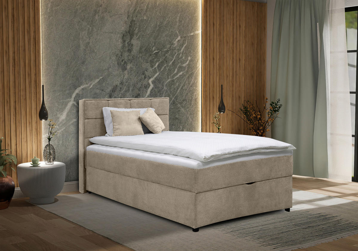 BOXBETT 120/200 cm  in Creme  - Creme, MODERN, Holz/Holzwerkstoff (120/200cm) - MID.YOU