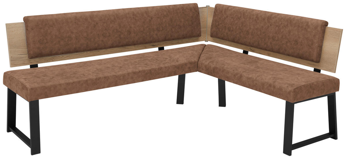 ECKBANK 200/160 cm  in Cognac  - Cognac/Schwarz, MODERN, Holzwerkstoff/Textil (200/160cm) - Venda