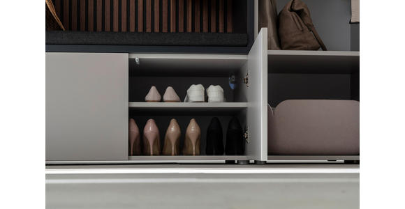 GARDEROBE 6-teilig in 250/233/59 cm - Anthrazit/Nussbaumfarben, Design, Holz/Holzwerkstoff (250/233/59cm) - Moderano