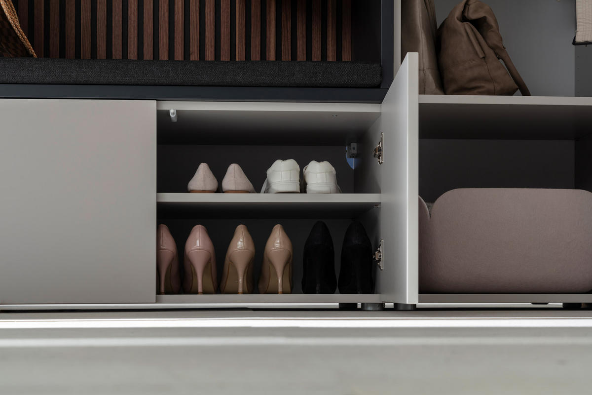 GARDEROBE 6-teilig  in 250/233/59 cm  - Anthrazit/Nussbaumfarben, Design, Holz/Holzwerkstoff (250/233/59cm) - Moderano