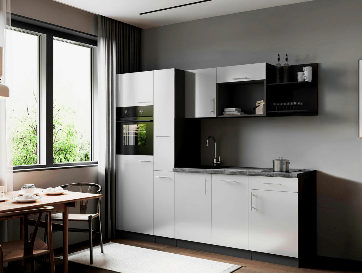 KÜCHENBLOCK Oliver 235 cm  in Weiß  - Weiß/Grau, Trend, Holzwerkstoff/Metall (235cm) - Respekta