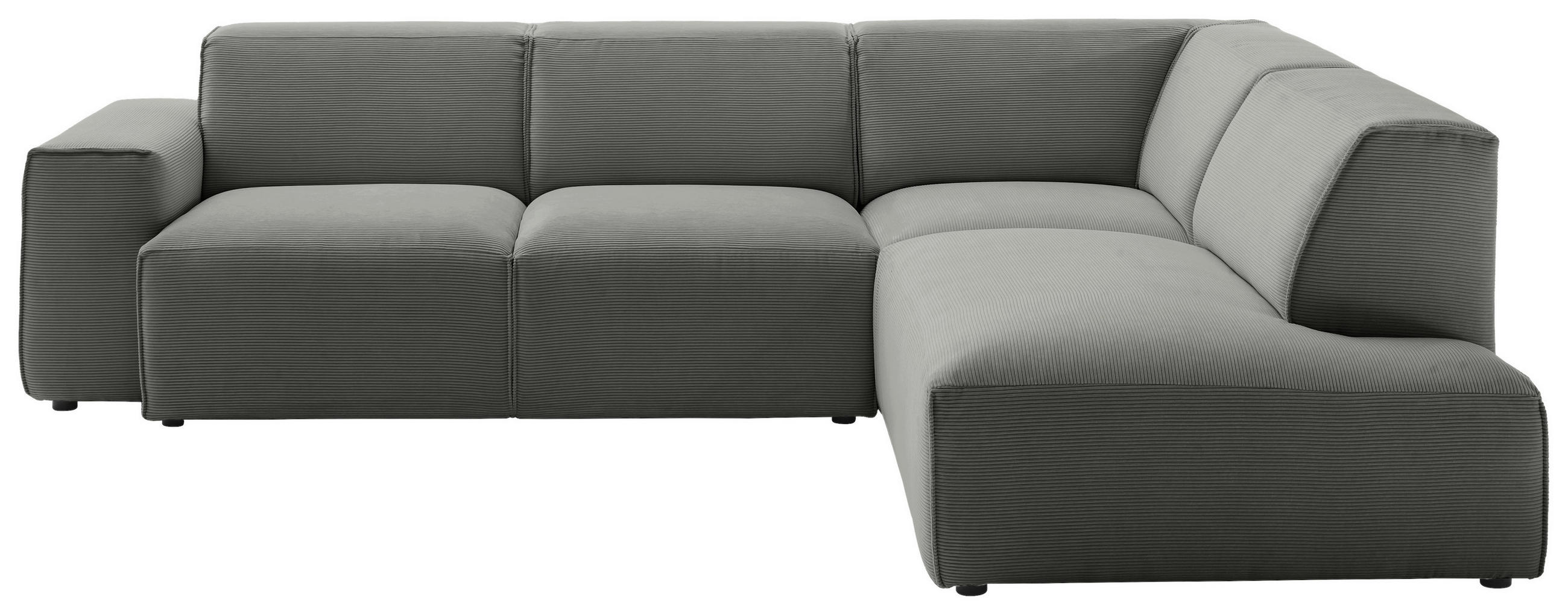 ECKSOFA in Cord Grau  - Schwarz/Grau, Design, Kunststoff/Textil (270/210cm) - Pure Home Lifestyle