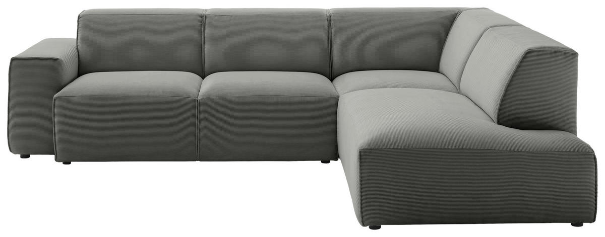 ECKSOFA in Cord Grau  - Schwarz/Grau, Design, Kunststoff/Textil (270/210cm) - Pure Home Lifestyle