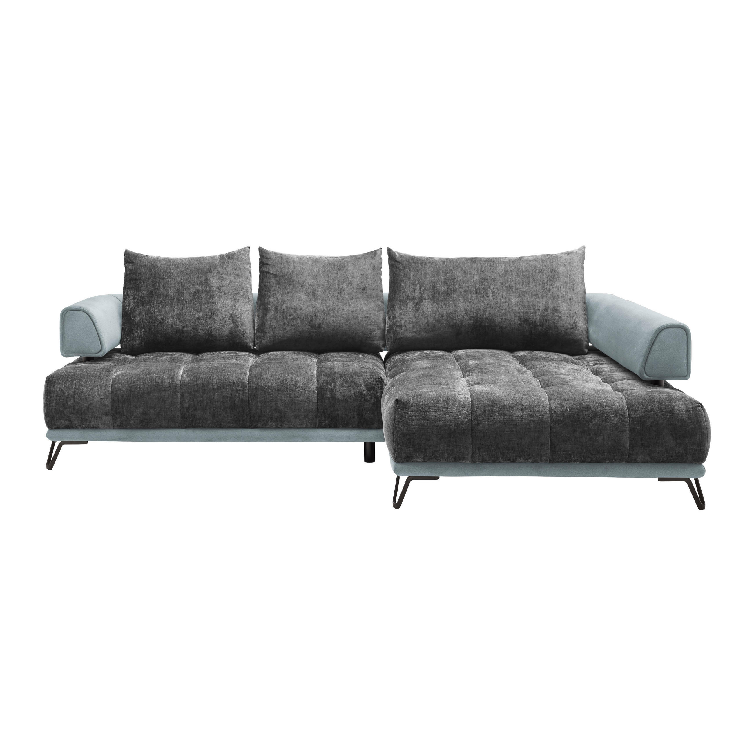 HÖRNSOFFA i mörkgrå  - mörkgrå/silver, Modern, metall/textil (262/67-87/184cm) - MID.YOU