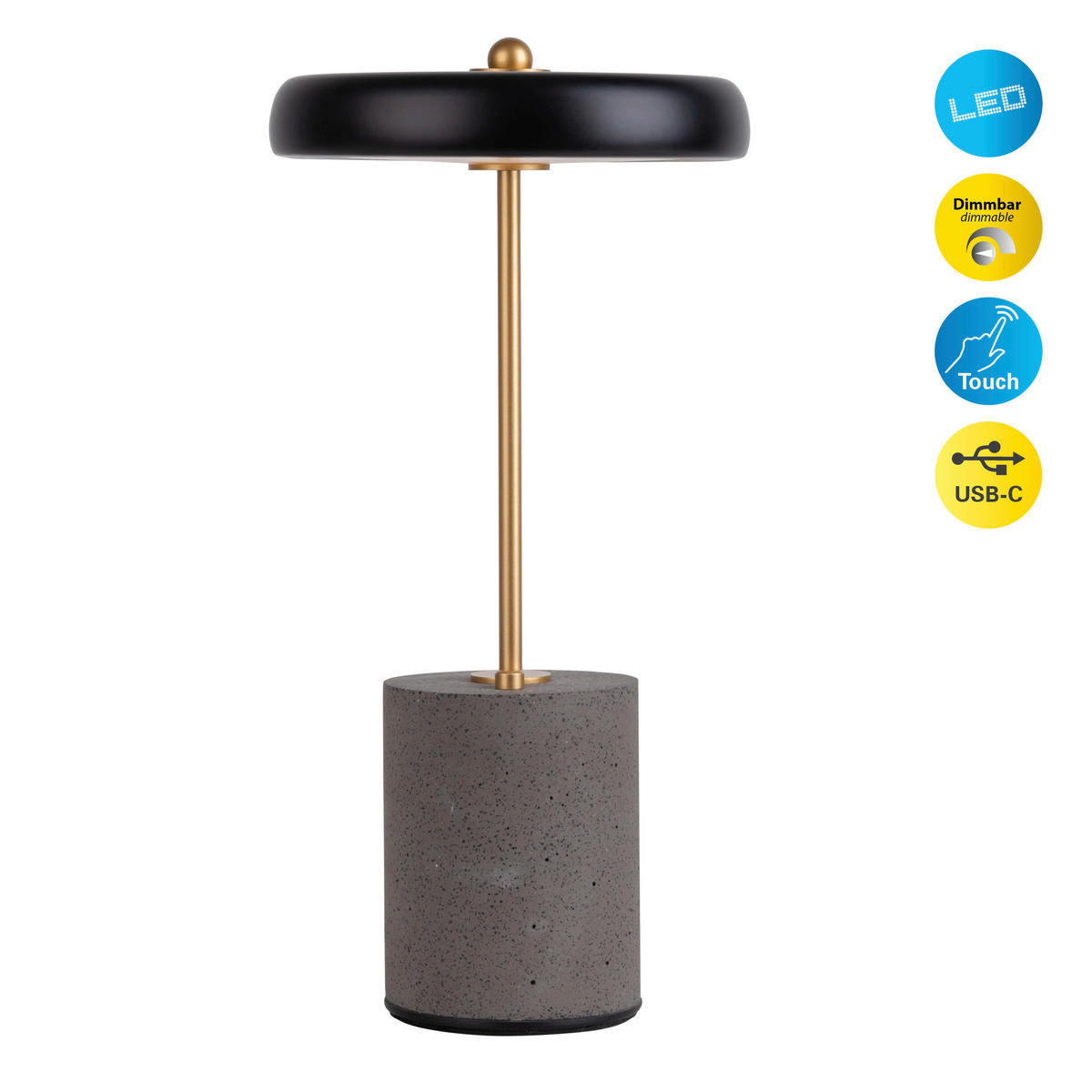 AKKU-TISCHLEUCHTE Seta 15/30 cm   - Goldfarben/Schwarz, Design, Metall (15/30cm) - Näve