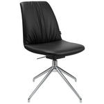 STUHL  in Aluminium Echtleder pigmentiert Metall, Leder  - Schwarz/Alufarben, Design, Leder/Metall (46/81,5-84,5/55cm) - Johann Jakob