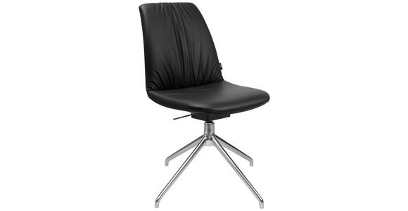 STUHL in Aluminium Echtleder pigmentiert Metall, Leder - Schwarz/Alufarben, Design, Leder/Metall (46/81,5-84,5/55cm) - Johann Jakob