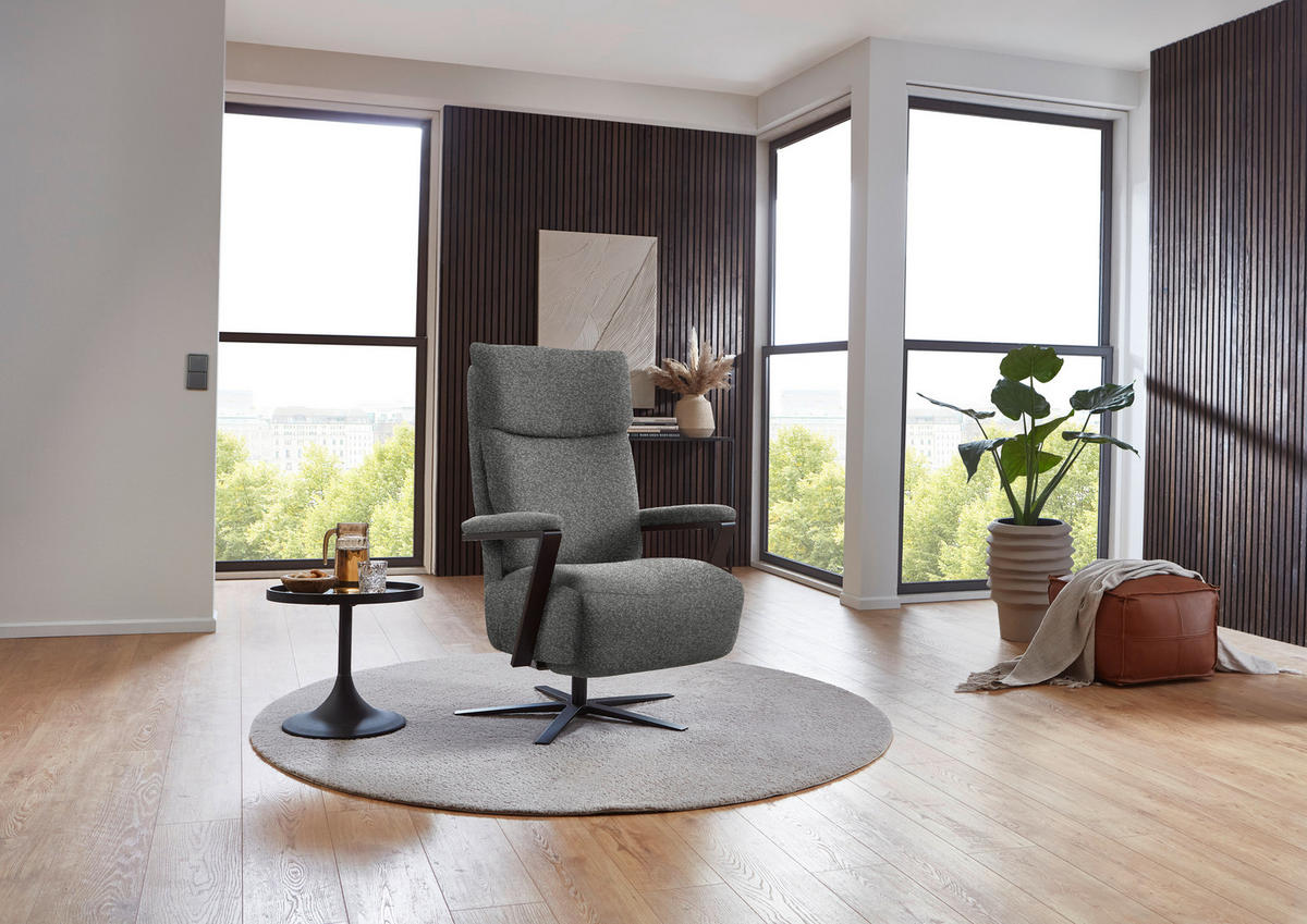 RELAXSESSEL in Textil Dunkelgrau  - Dunkelgrau/Schwarz, Design, Textil/Metall (68/117/85cm) - Cantus