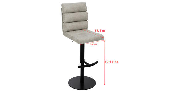 BARHOCKER Webstoff Sandfarben Eisen Stoffauswahl, Sitzfläche 360° drehbar  - Sandfarben/Schwarz, Design, Textil/Metall (42/90-117/58,5cm) - Novel