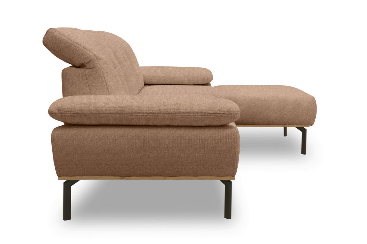 ECKSOFA Rotbraun Mikrofaser  - Wildeiche/Rotbraun, Design, Textil/Metall (242/170cm) - MID.YOU