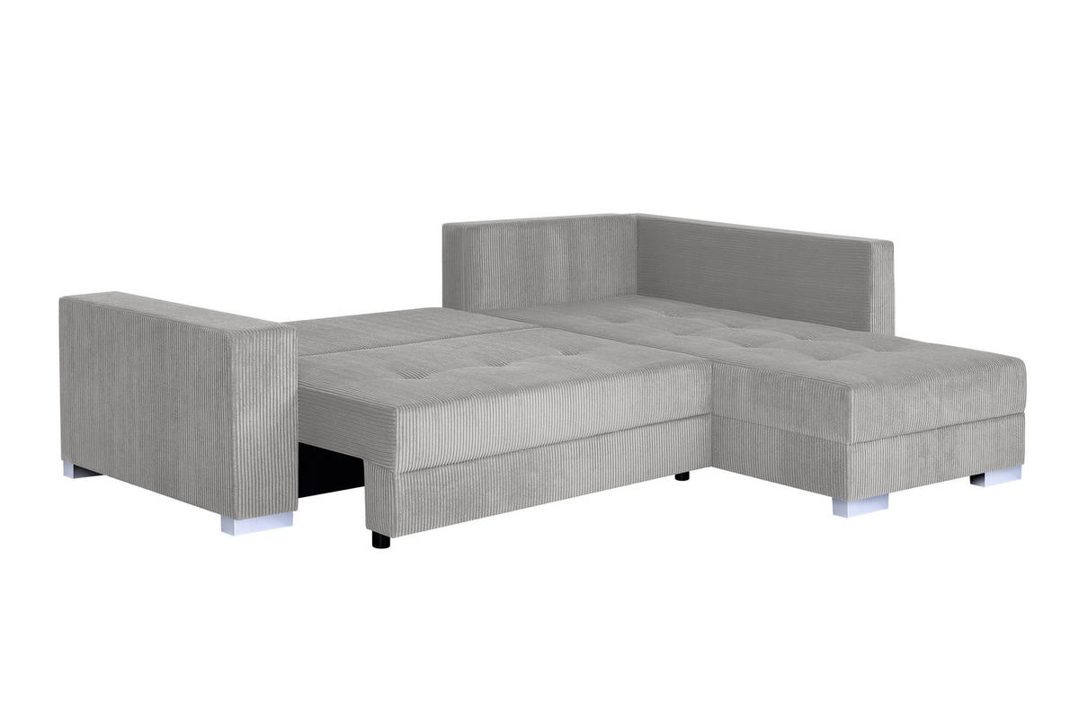 KOTNA SEDEŽNA GARNITURA, rebrasti žamet rjavosiva  - barve kroma/rjavosiva, Design, umetna masa/tekstil (260/218cm) - P & B