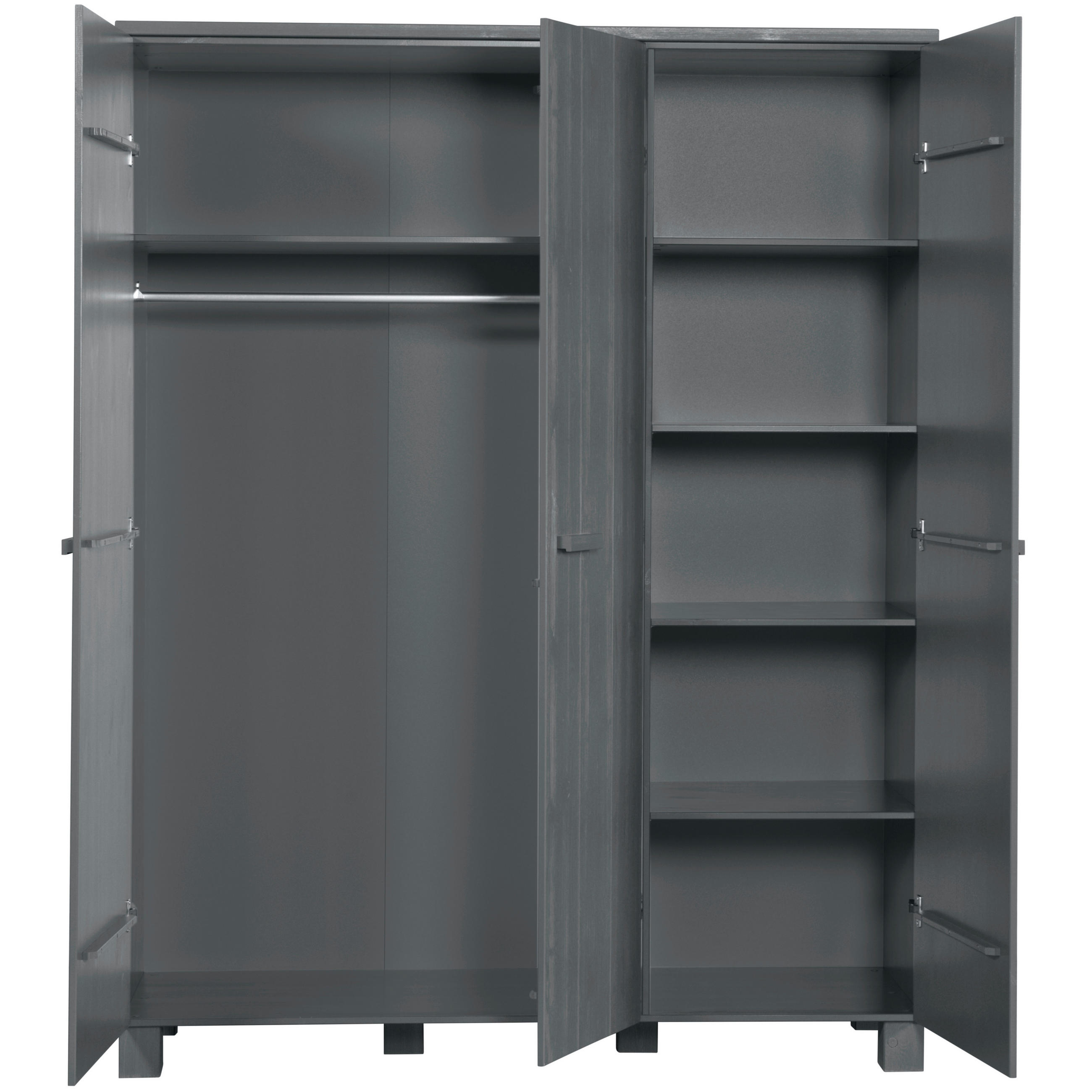 GARDEROBENSCHRANK Dennis in 158/202/55 cm - Dunkelgrau, Design, Holz (158/202/55cm) - Livetastic