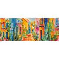 FLACHWEBETEPPICH 75/190 cm Casas de Colores Blau  - Blau, Trend, Kunststoff/Textil (75/190cm) - wash+dry