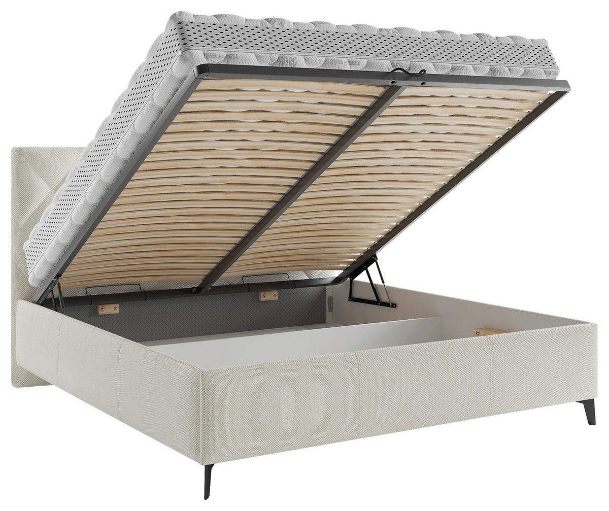 POLSTERBETT 160/200 cm  Beige  - Beige/Schwarz, Modern, Holz/Textil (160/200cm) - Boxxx