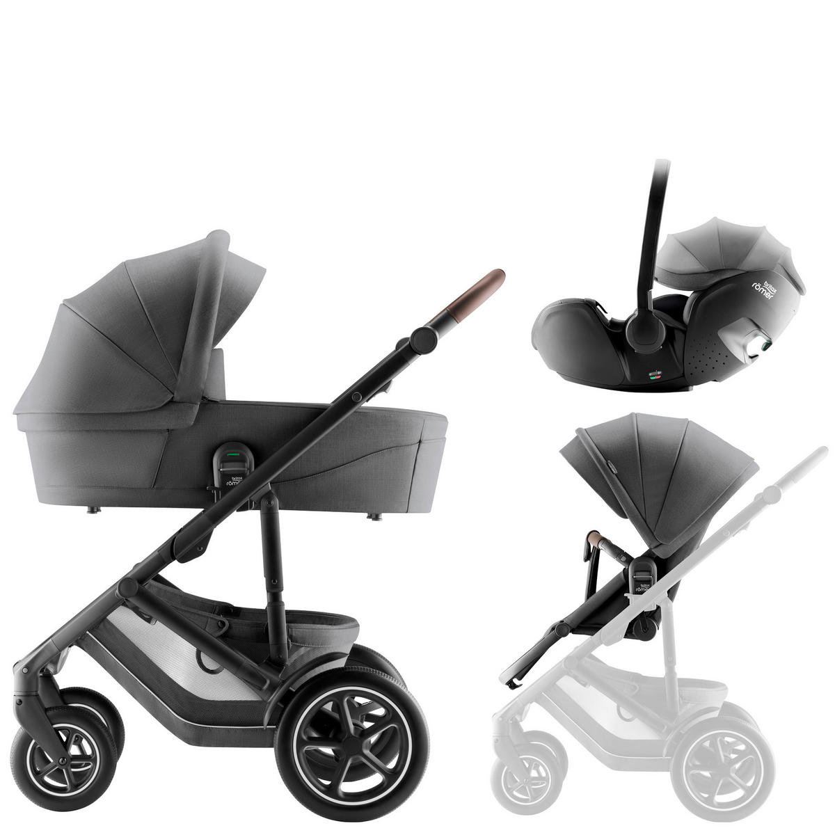 KINDERWAGENSET Smile 5Z Set  - Grau, Basics, Textil/Metall (57/112/97,7cm) - Britax Römer