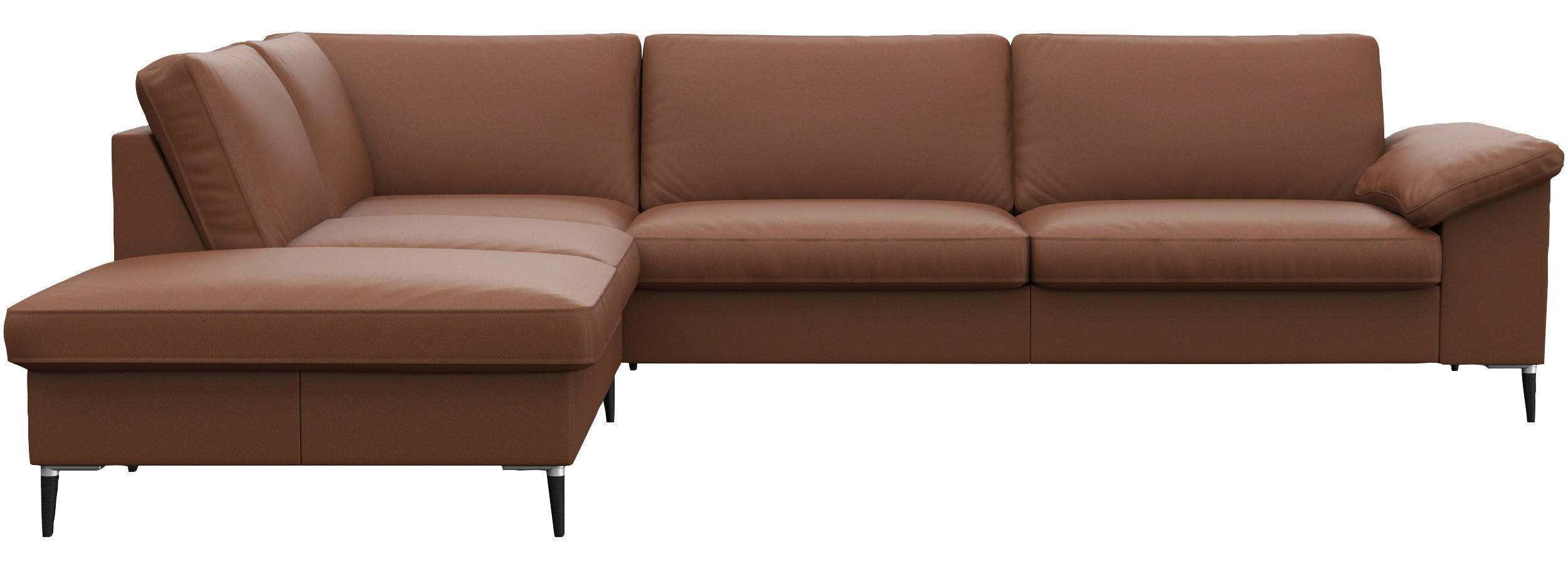 ECKSOFA Kastanienfarben Echtleder  - Kastanienfarben/Schwarz, Design, Leder/Metall (225/279cm) - Livetastic