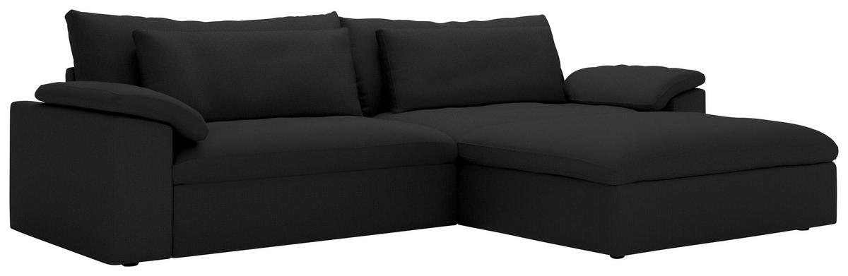 ECKSOFA  Chenille Schwarz  - Schwarz, Modern, Kunststoff/Textil (306/198cm) - Carryhome