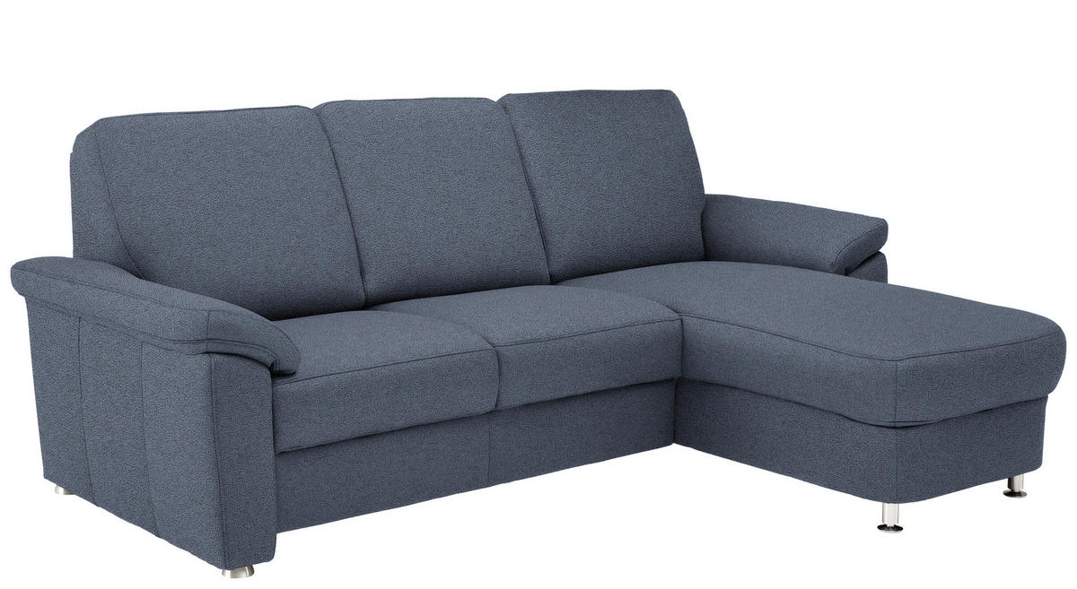 ECKSOFA in Flachgewebe Blau  - Chromfarben/Blau, Konventionell, Textil/Metall (250/163cm) - Beldomo System