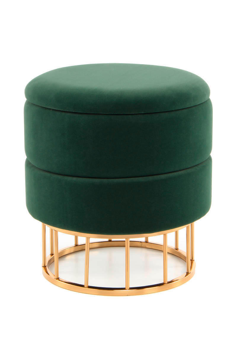 HOCKER in Metall, Kunststoff, Textil, Holzwerkstoff Grün, Goldfarben  - Goldfarben/Grün, Basics, Holzwerkstoff/Kunststoff (37,5/41/37,5cm) - Kayoom