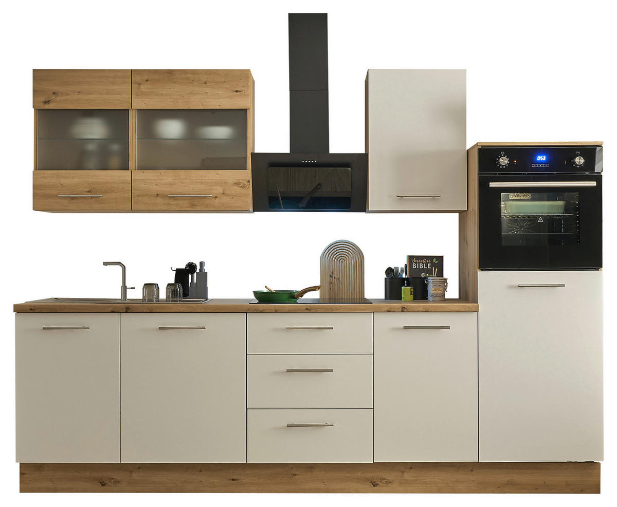 KUHINJSKI BLOK BREZ APARATOV - barve nerjavečega jekla/bela, Basics, kovina/steklo (280/218/60cm) - MID.YOU
