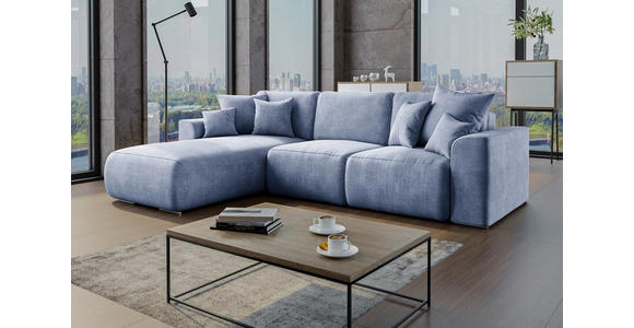 ECKSOFA in Samt Hellblau  - Chromfarben/Hellblau, KONVENTIONELL, Kunststoff/Textil (195/293cm) - Carryhome