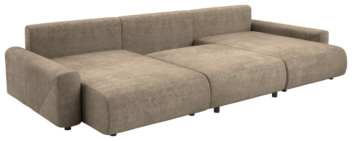 Wohnlandschaft inkl.Funktionen Braun Webstoff  - Schwarz/Braun, MODERN, Kunststoff/Textil (168/337/168cm) - Stylife