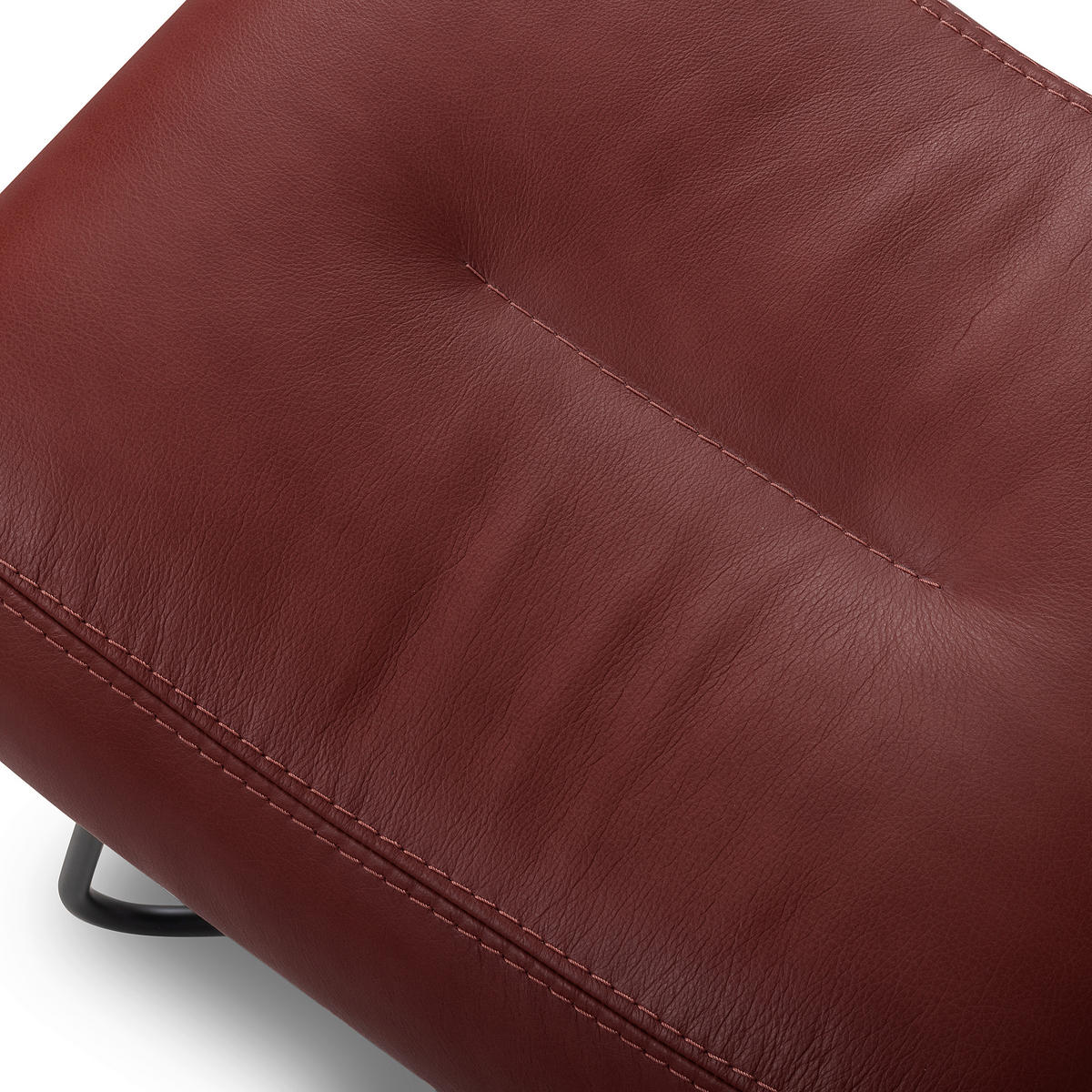 SESSELSET Echtleder Kirschrot  - Kirschrot/Schwarz, Design, Leder/Metall (67/87/74cm) - Livetastic