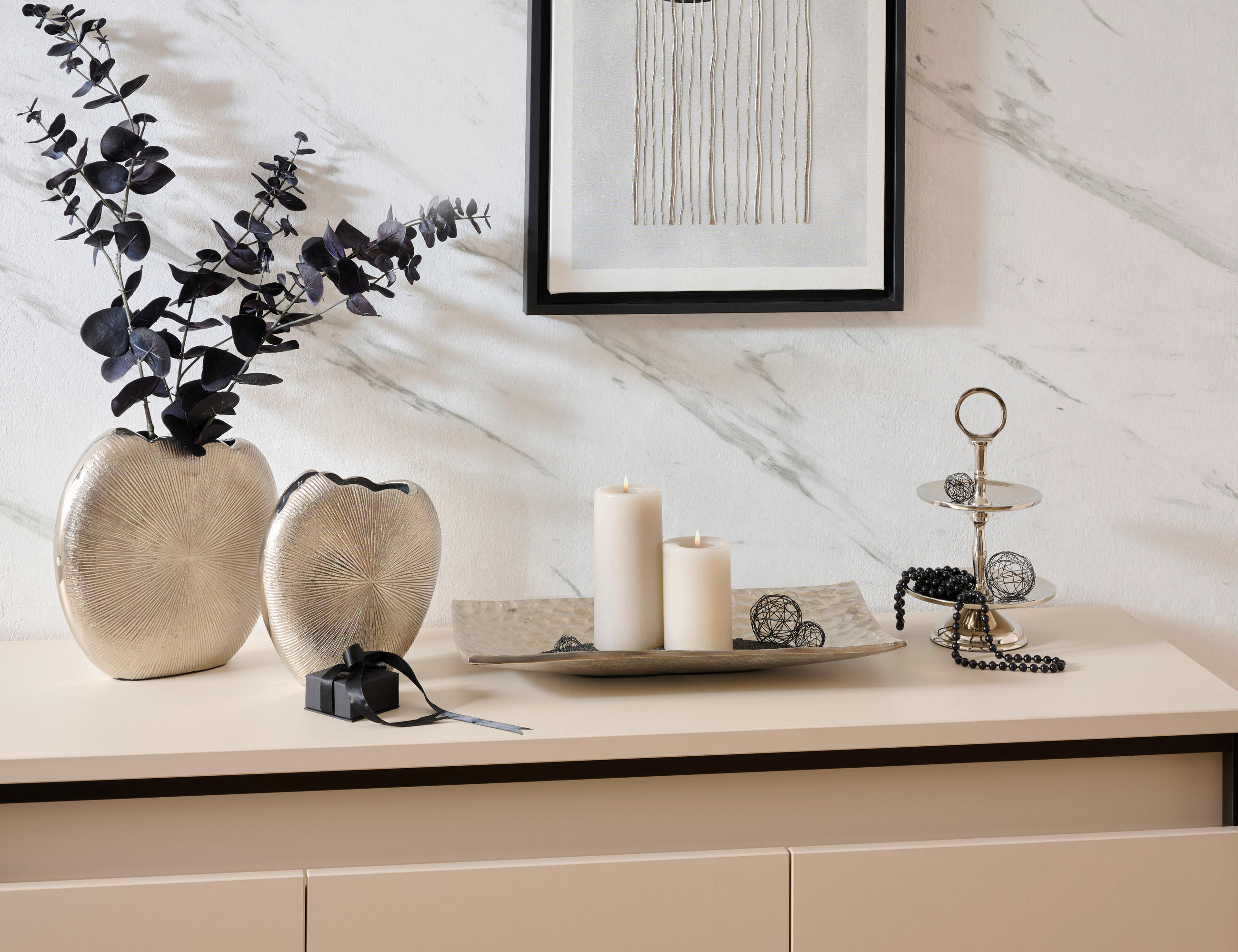 ETAGERE 2-stöckig - Silberfarben, Design, Metall (15,5/23cm) - Ambia Home