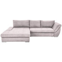 ECKSOFA Rosa Flachgewebe Rückenkissen, Bettkasten, Schlaffunktion, Rücken echt, Liegefläche im Originalstoff  - Silberfarben/Rosa, Design, Textil/Metall (174/306cm) - Carryhome