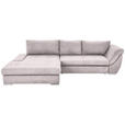 ECKSOFA Rosa Flachgewebe Rückenkissen, Bettkasten, Schlaffunktion, Rücken echt, Liegefläche im Originalstoff  - Silberfarben/Rosa, Design, Textil/Metall (174/306cm) - Carryhome