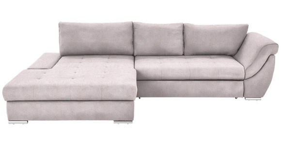 ECKSOFA Rosa Flachgewebe Rückenkissen, Bettkasten, Schlaffunktion, Rücken echt, Liegefläche im Originalstoff  - Silberfarben/Rosa, Design, Textil/Metall (174/306cm) - Carryhome