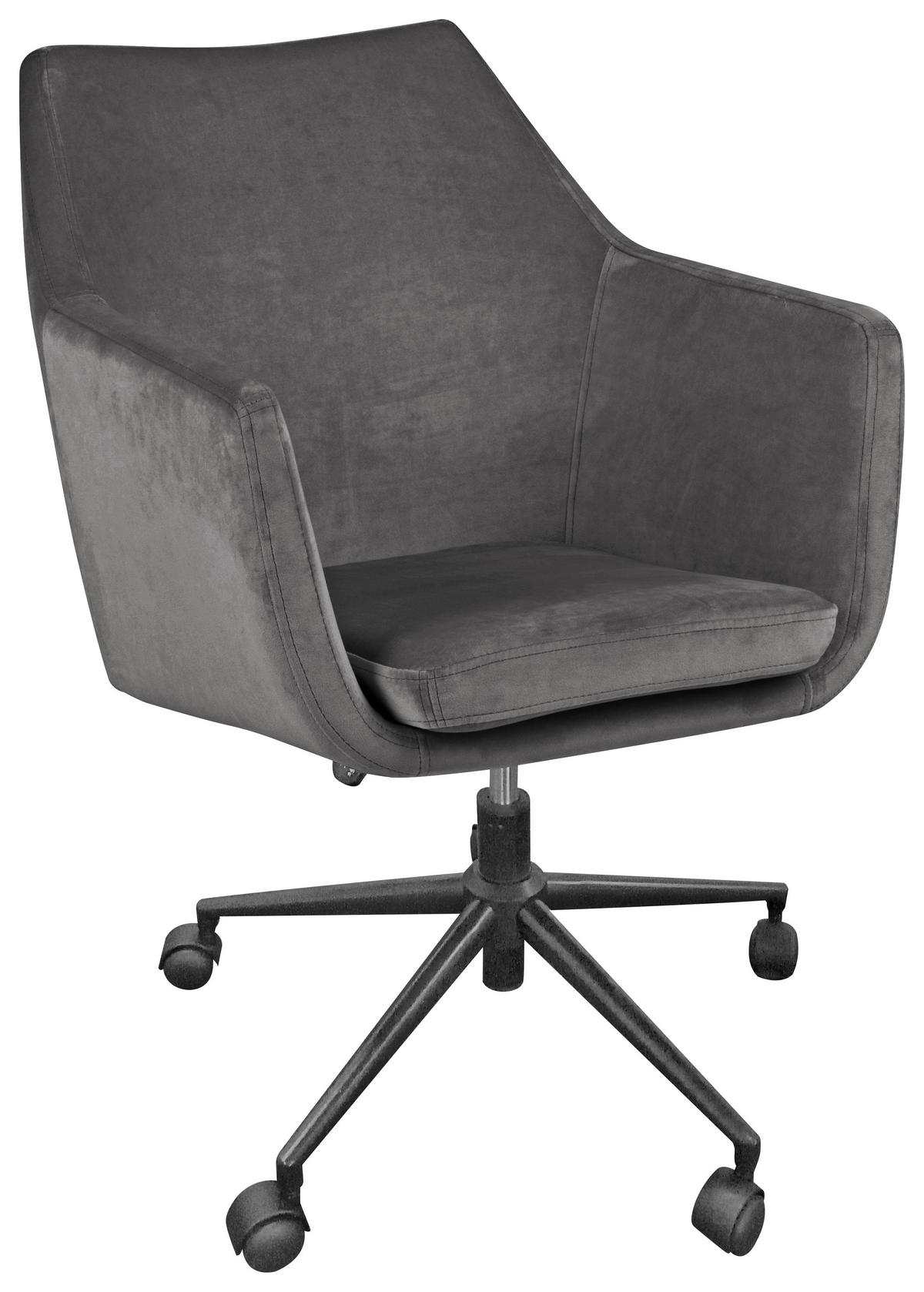 OTOČNÁ STOLIČKA, velúr, čierna, tmavosivá - čierna/tmavosivá, Design, kov/textil (58/85-95/58cm) - Carryhome