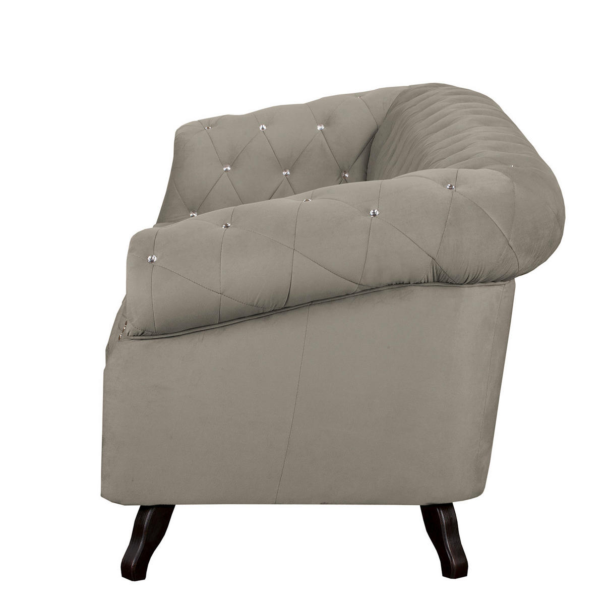 3-SITZER-SOFA GLASGOW in Velours Taupe  - Taupe, Design, Holz/Textil (197/82/90cm) - P & B