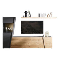 WOHNWAND  Graphitfarben, Wildeiche 285/162/44,5 cm  - Wildeiche/Anthrazit, Natur, Holz/Holzwerkstoff (285/162/44,5cm) - Voglauer