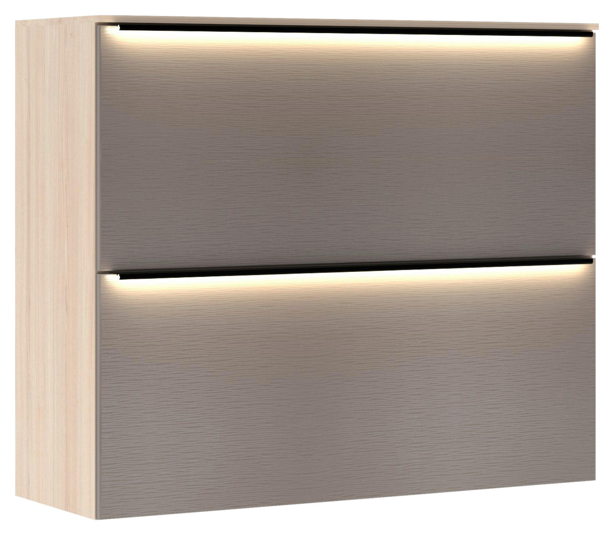 SCHUHSCHRANK Grau, Eichefarben  - Eichefarben/Schwarz, Design, Holzwerkstoff/Metall (100/85/37cm) - Voleo