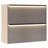 SCHUHSCHRANK Grau, Eichefarben  - Eichefarben/Schwarz, Design, Holzwerkstoff/Metall (100/85/37cm) - Voleo