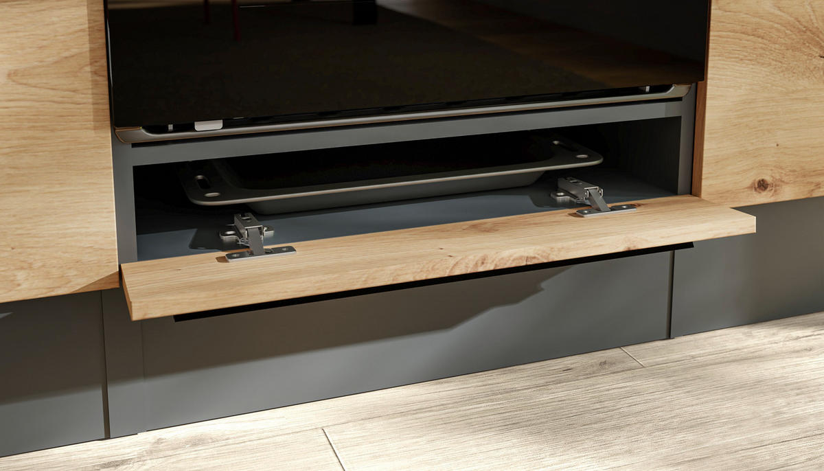 KÜCHENBLOCK 310 cm  in Anthrazit, Eiche Artisan  - Anthrazit/Schwarz, LIFESTYLE, Holzwerkstoff/Kunststoff (310cm) - P & B
