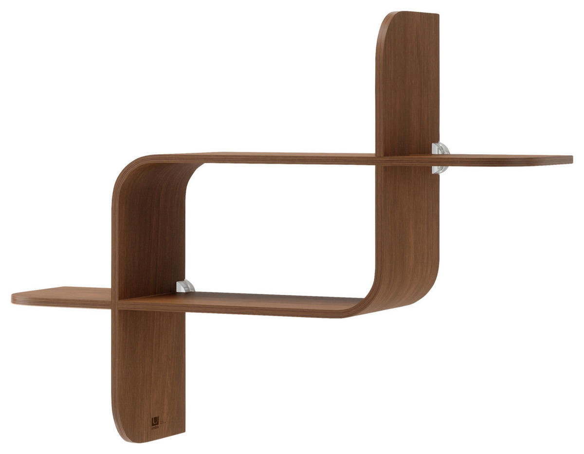 WANDREGAL  - Walnussfarben, Design, Holz (15,2/46,9/52,2cm) - Umbra