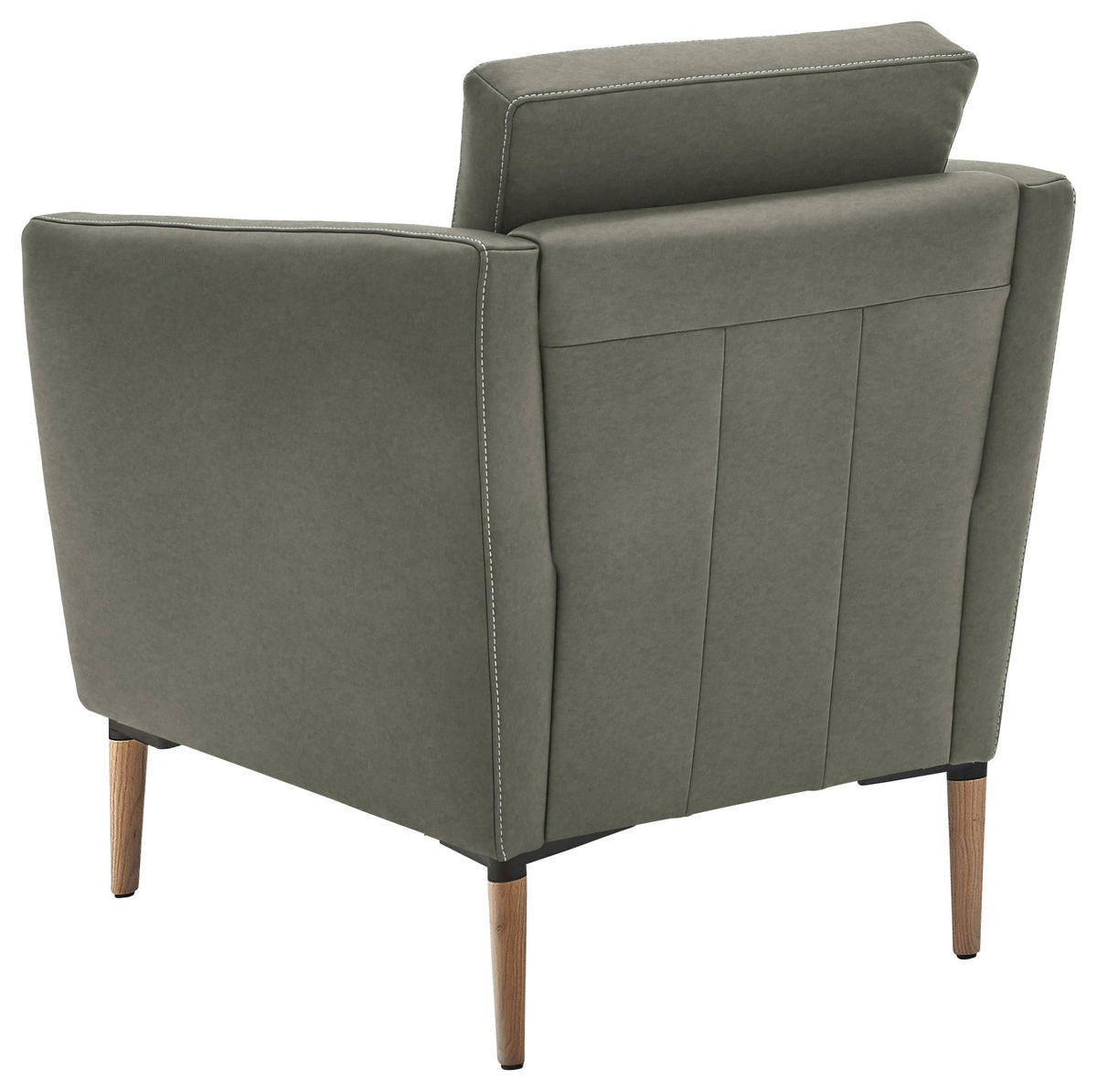 SESSEL in Echtleder Grau  - Eichefarben/Beige, Natur, Leder/Holz (75/84/76cm) - Valnatura