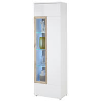 VITRINE  in Weiß, Weiß Hochglanz  - Weiß Hochglanz/Silberfarben, Design, Glas/Holzwerkstoff (60/197/38cm) - MID.YOU