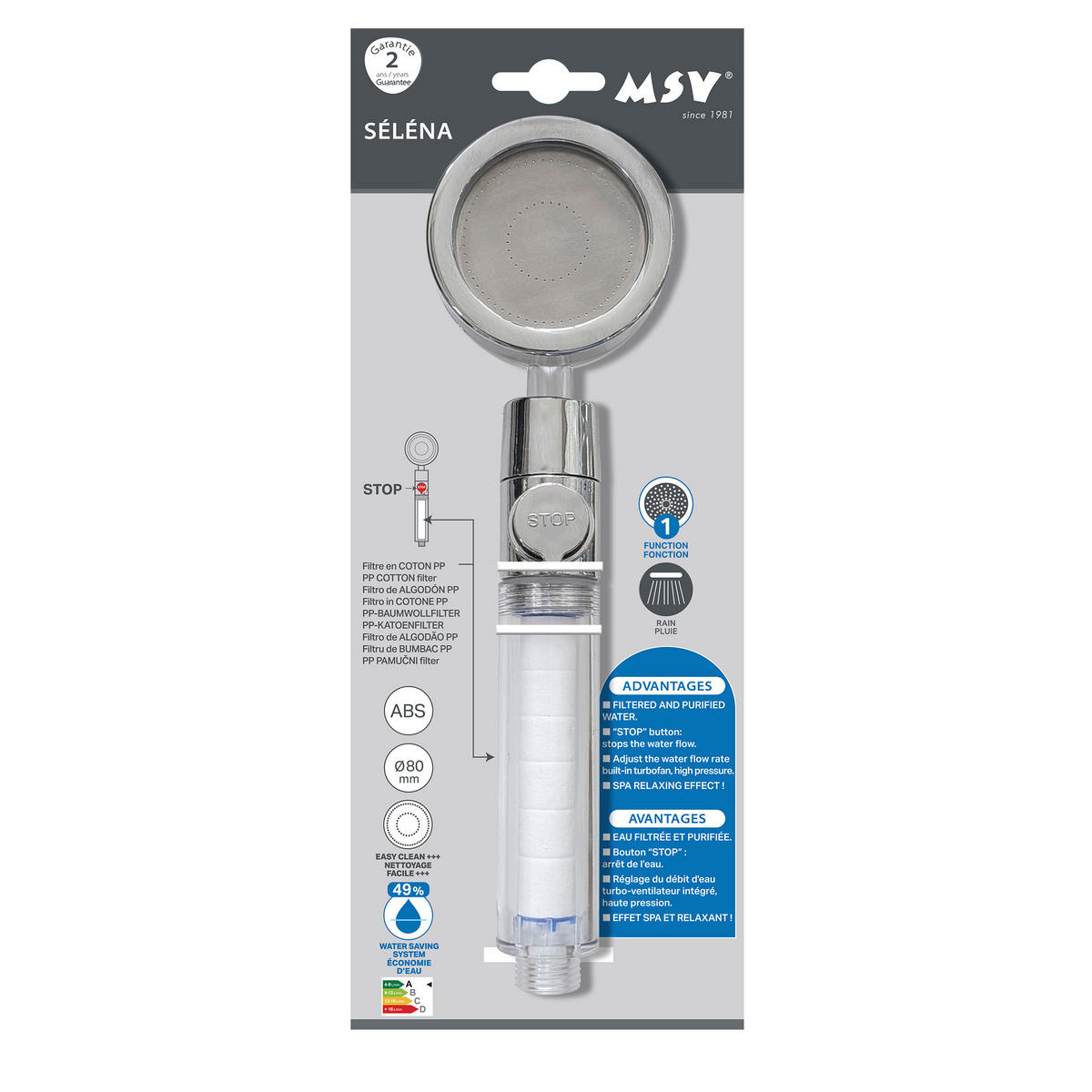 DUSCHKOPF   - Chromfarben, Basics, Kunststoff (8/28/5cm) - MSV