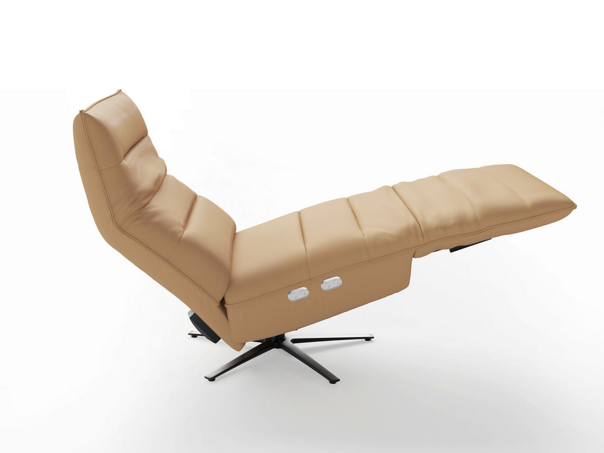 RELAXSESSEL in Leder Cappuccino  - Schwarz/Cappuccino, Basics, Leder/Metall (80/109/98cm) - Sit & More