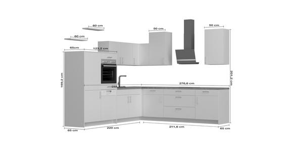 ECKKÜCHE 289/278 cm  in Weiß  - Edelstahlfarben/Graphitfarben, Design, Holzwerkstoff/Metall (289/278cm) - Xora