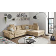 ECKSOFA Creme Velours  - Creme/Schwarz, KONVENTIONELL, Kunststoff/Textil (275/218cm) - Carryhome