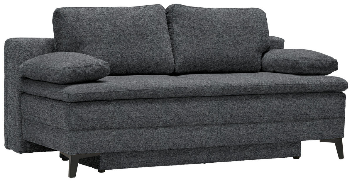 BOXSPRINGSOFA in Webstoff Dunkelgrau  - Dunkelgrau/Schwarz, Design, Textil/Metall (200/100/108cm) - Novel