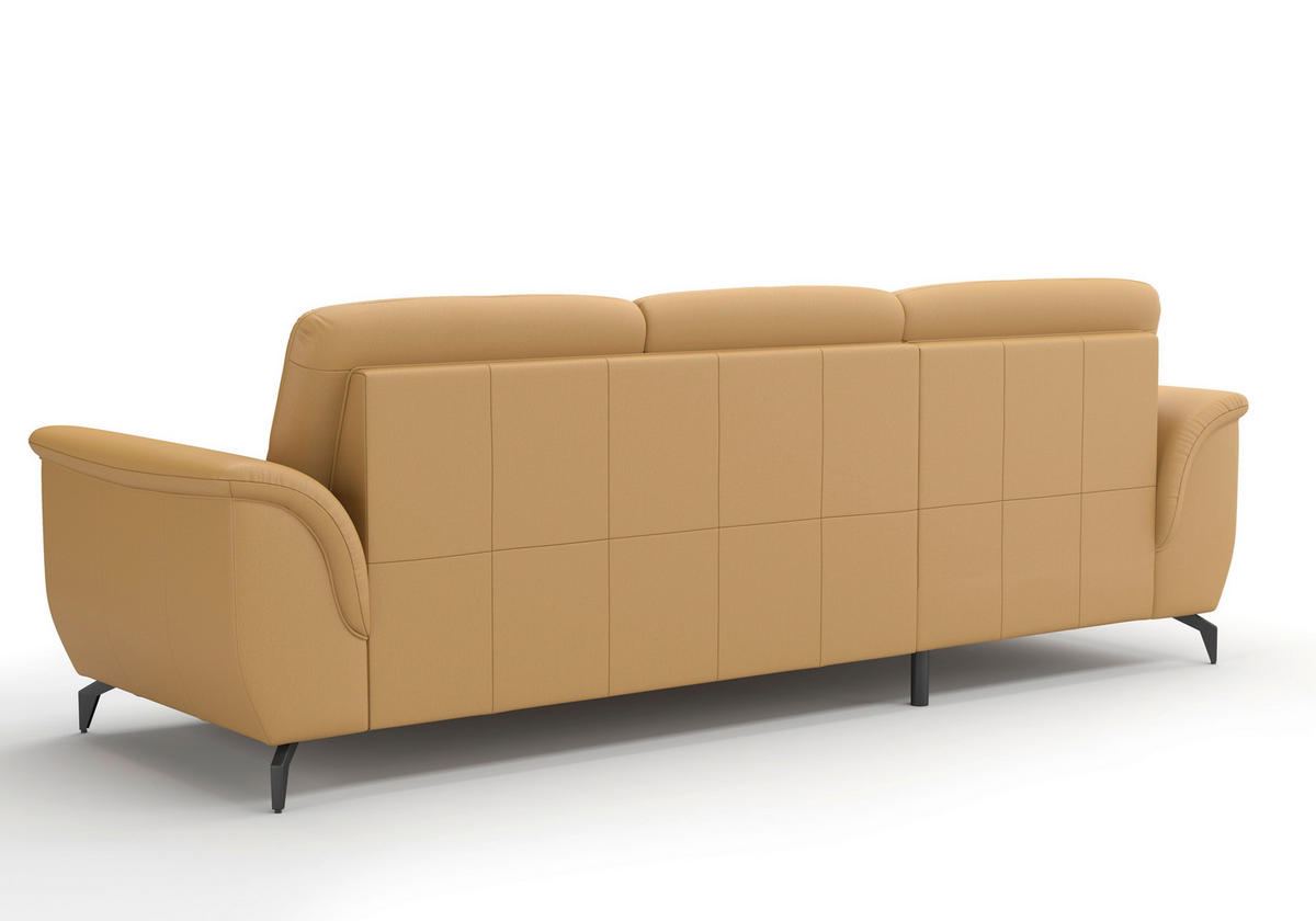 ECKSOFA in Echtleder Currygelb  - Currygelb/Schwarz, Modern, Leder/Metall (164/262cm) - Sit & More