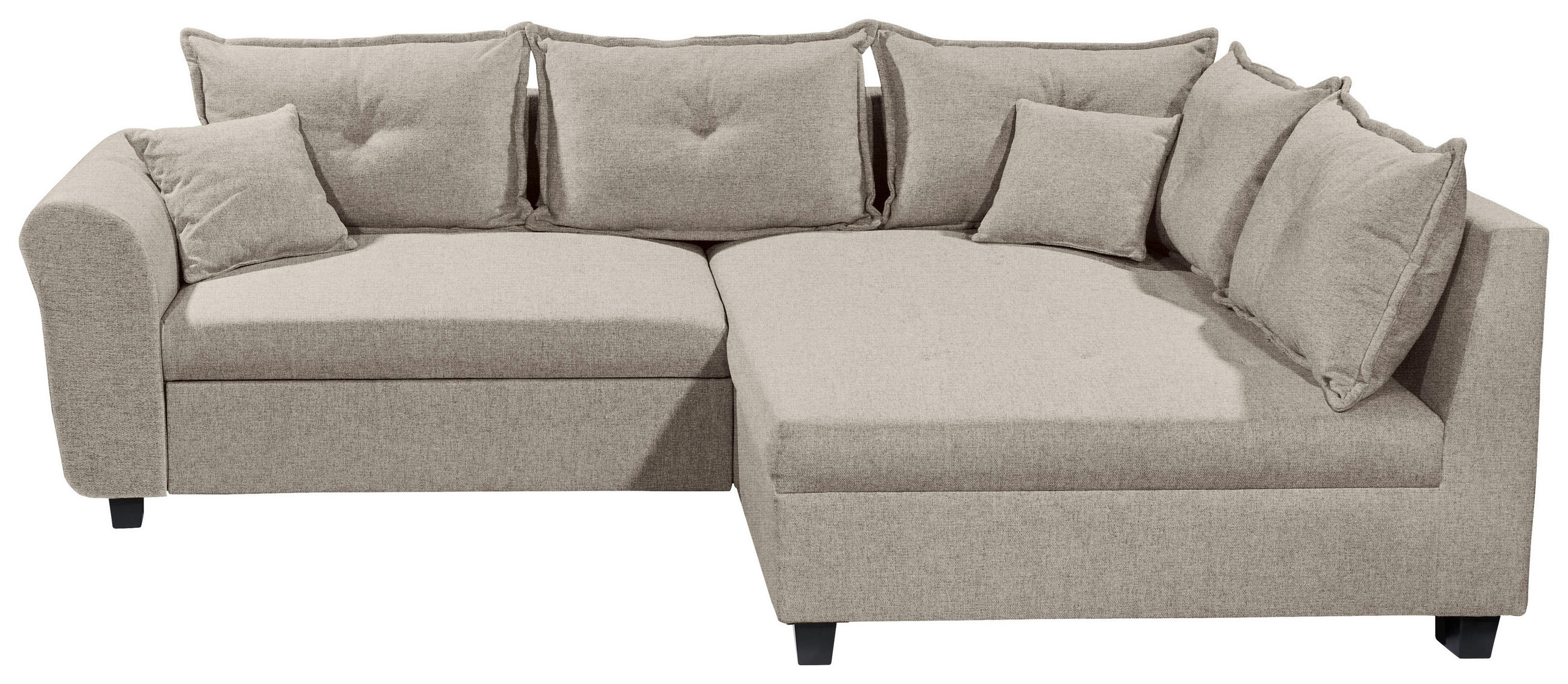 ECKSOFA in Webstoff Sandfarben  - Sandfarben/Schwarz, Modern, Kunststoff/Textil (252/175cm) - Livetastic